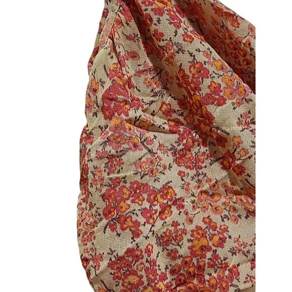 Irene Van Ryb Silk Floral Mesh Ruched Dress Handkerchief Hemline Y2K | 42 - US L - Picture 8 of 10